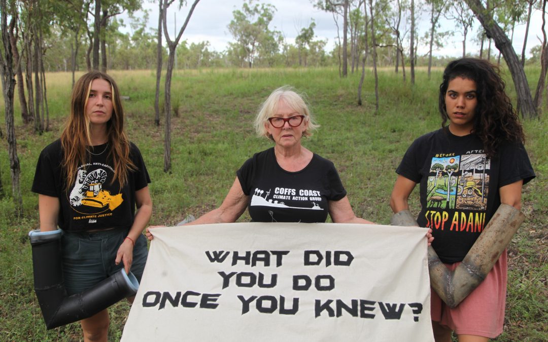 Three women stop work on Adani’s rail line to stop more natural disasters
